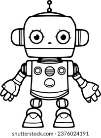 Robot coloring book hand drawn illustration vector