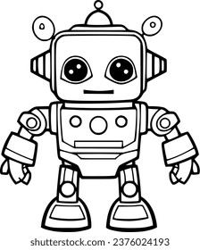 Robot coloring book hand drawn illustration vector