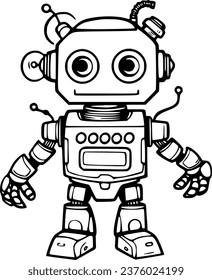Robot coloring book hand drawn illustration vector