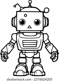 Robot coloring book hand drawn illustration vector