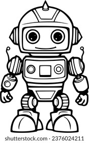 Robot coloring book hand drawn illustration vector