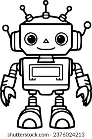 Robot coloring book hand drawn illustration vector