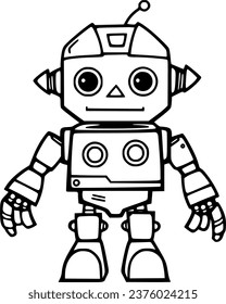 Robot coloring book hand drawn illustration vector