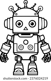Vector de ilustraciones dibujado a mano del libro de coloreado de robots
