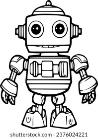 Robot coloring book hand drawn illustration vector