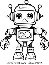 Robot coloring book hand drawn illustration vector