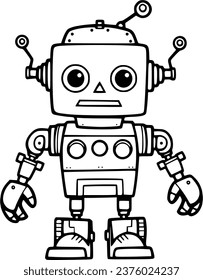 Robot coloring book hand drawn illustration vector