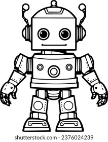 Robot coloring book hand drawn illustration vector