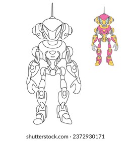 Robot coloring page. Robot coloring book for children education. Vector illustraiton.