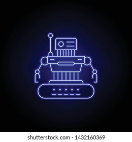 robot combat line icon in blue neon style. Signs and symbols can be used for web, logo, mobile app, UI, UX