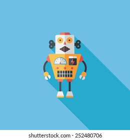 robot concept flat icon with long shadow,eps10