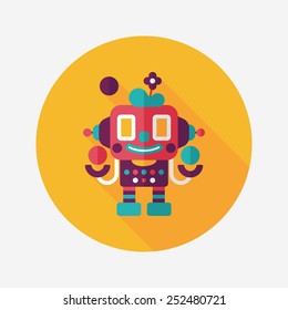 robot concept flat icon with long shadow,eps10