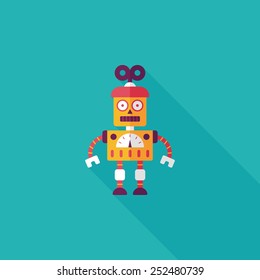 robot concept flat icon with long shadow,eps10