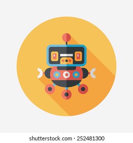 robot concept flat icon with long shadow,eps10