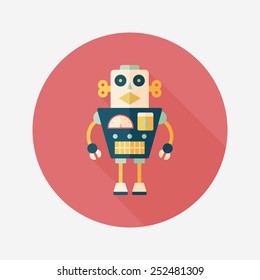 robot concept flat icon with long shadow,eps10