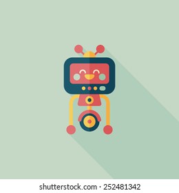 robot concept flat icon with long shadow,eps10