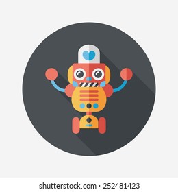 robot concept flat icon with long shadow,eps10