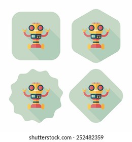 robot concept flat icon with long shadow,eps10
