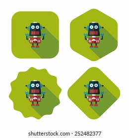 robot concept flat icon with long shadow,eps10