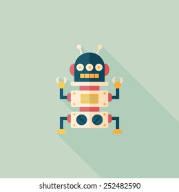 robot concept flat icon with long shadow,eps10