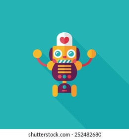robot concept flat icon with long shadow,eps10