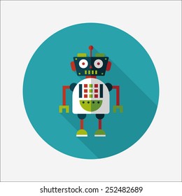 robot concept flat icon with long shadow,eps10