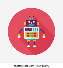 robot concept flat icon with long shadow,eps10