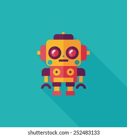 robot concept flat icon with long shadow,eps10