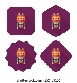 robot concept flat icon with long shadow,eps10