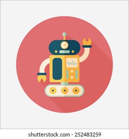 robot concept flat icon with long shadow,eps10