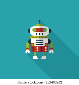 robot concept flat icon with long shadow,eps10
