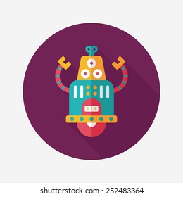 robot concept flat icon with long shadow,eps10