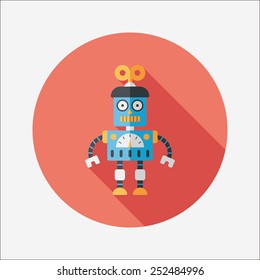 robot concept flat icon with long shadow,eps10