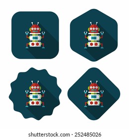 robot concept flat icon with long shadow,eps10