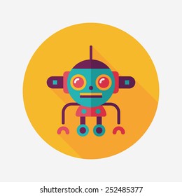 robot concept flat icon with long shadow,eps10