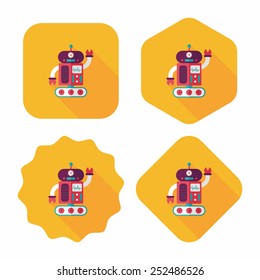 robot concept flat icon with long shadow,eps10