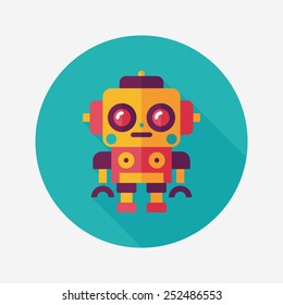 robot concept flat icon with long shadow,eps10