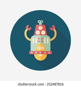 robot concept flat icon with long shadow,eps10