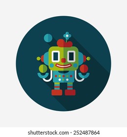 robot concept flat icon with long shadow,eps10