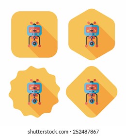 robot concept flat icon with long shadow,eps10