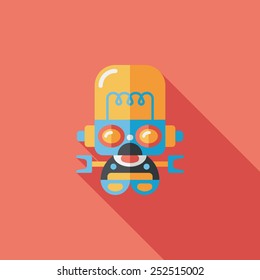 robot concept flat icon with long shadow,eps10