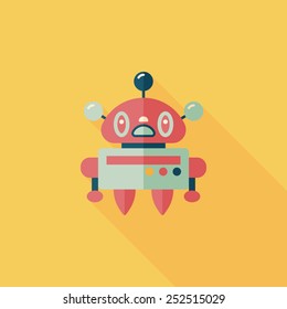 robot concept flat icon with long shadow,eps10