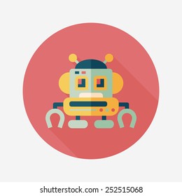 robot concept flat icon with long shadow,eps10