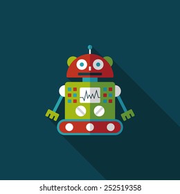 robot concept flat icon with long shadow,eps10
