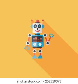 robot concept flat icon with long shadow,eps10