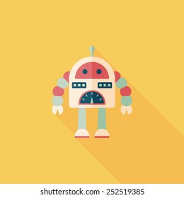 robot concept flat icon with long shadow,eps10