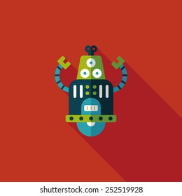 robot concept flat icon with long shadow,eps10