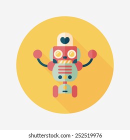 robot concept flat icon with long shadow,eps10