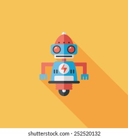 robot concept flat icon with long shadow,eps10