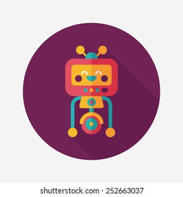 robot concept flat icon with long shadow,eps10